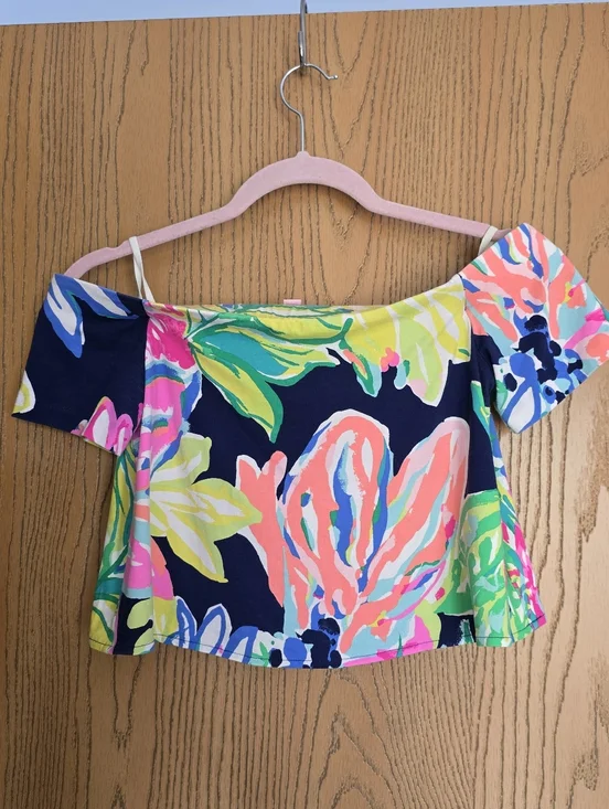 Lilly Pulitzer Blue Multi Tropical Floral Off-Shoulder Maxi Skirt Set - Picture 6 of 6